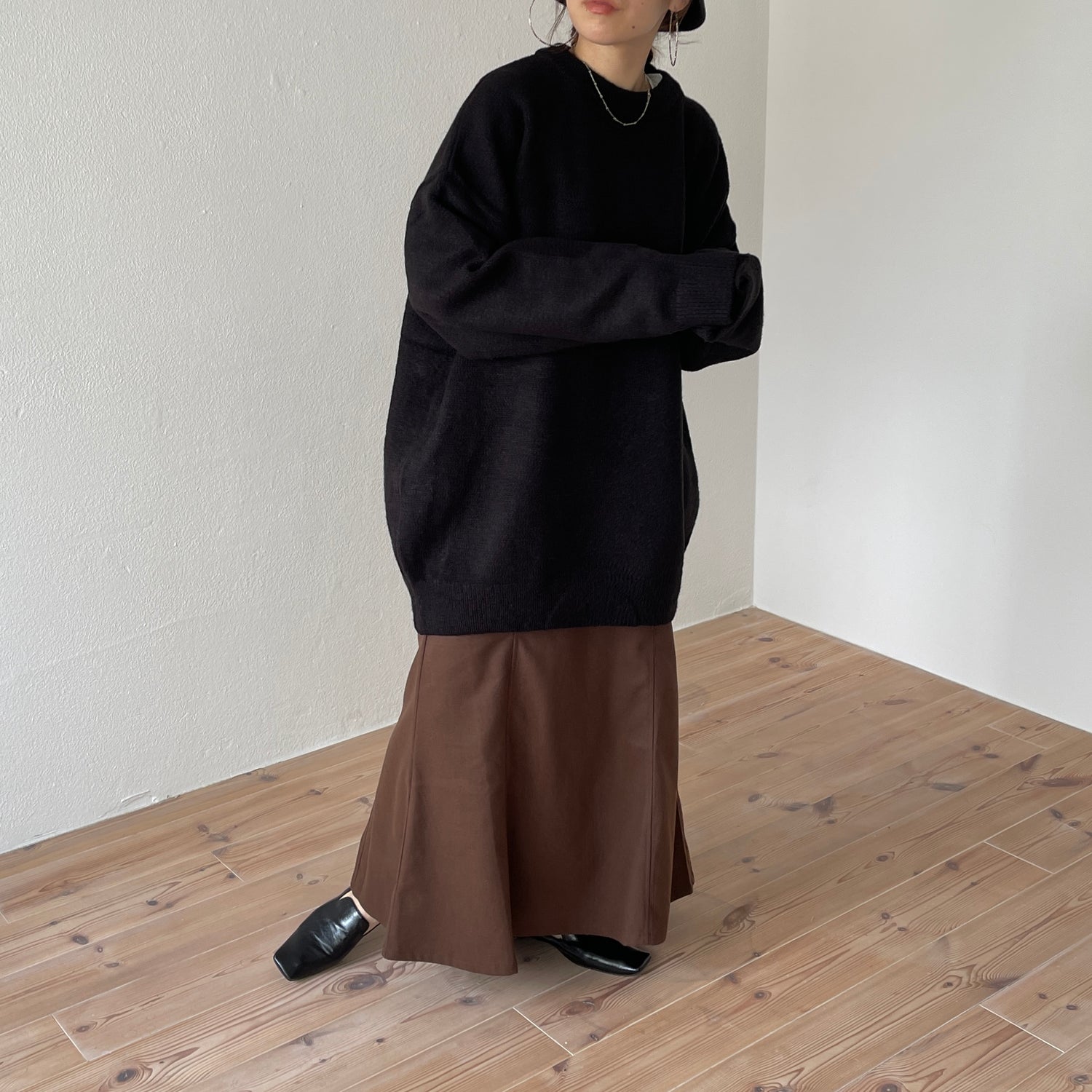 over size loose knit / black