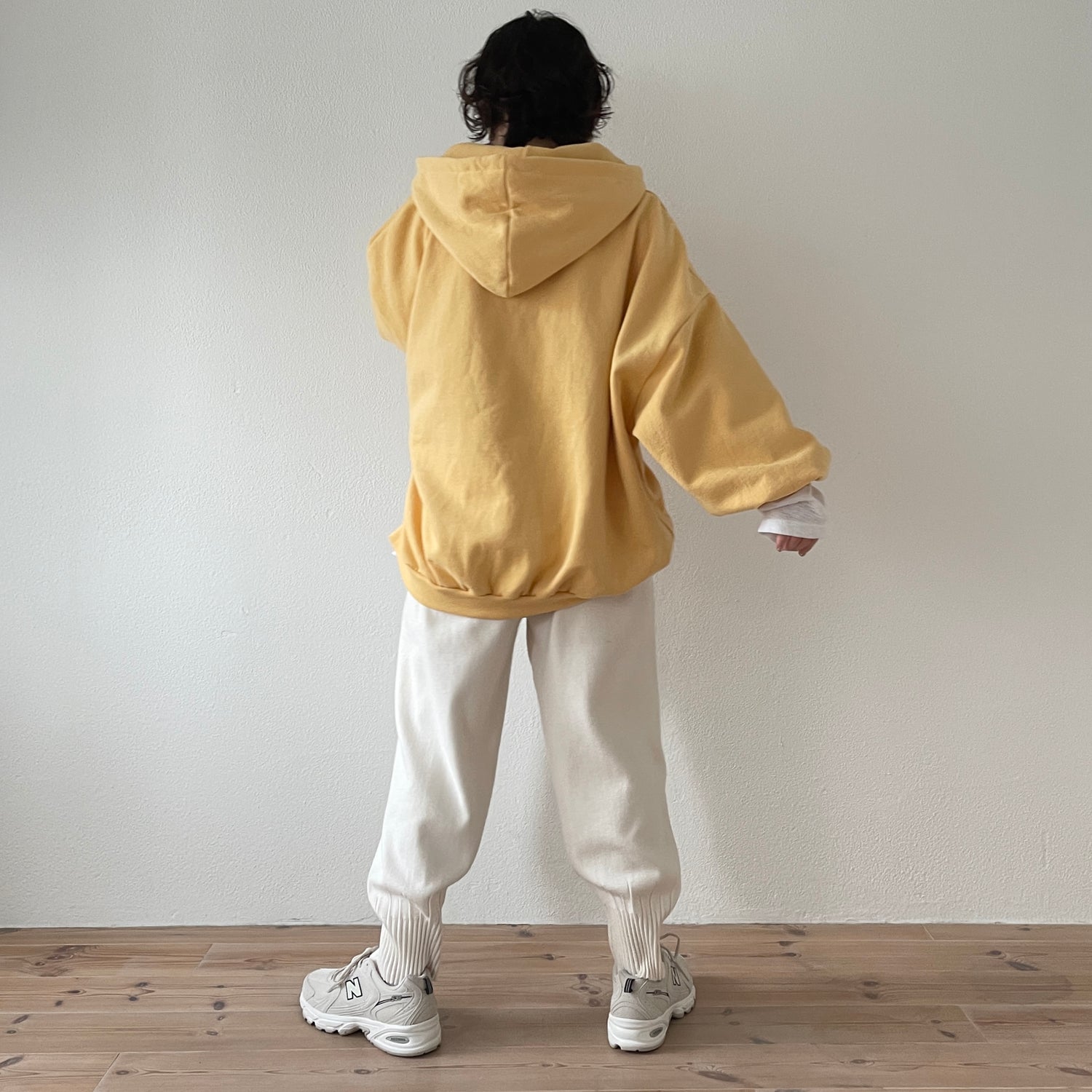 half zip loose hoodie / yellow