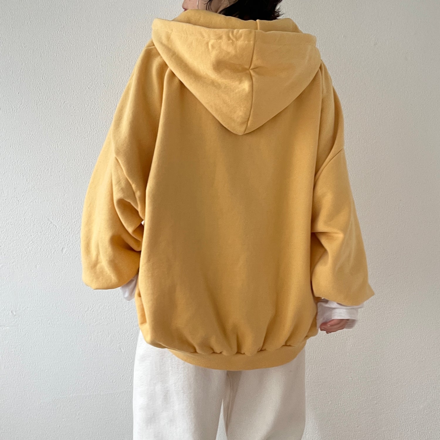 half zip loose hoodie / yellow