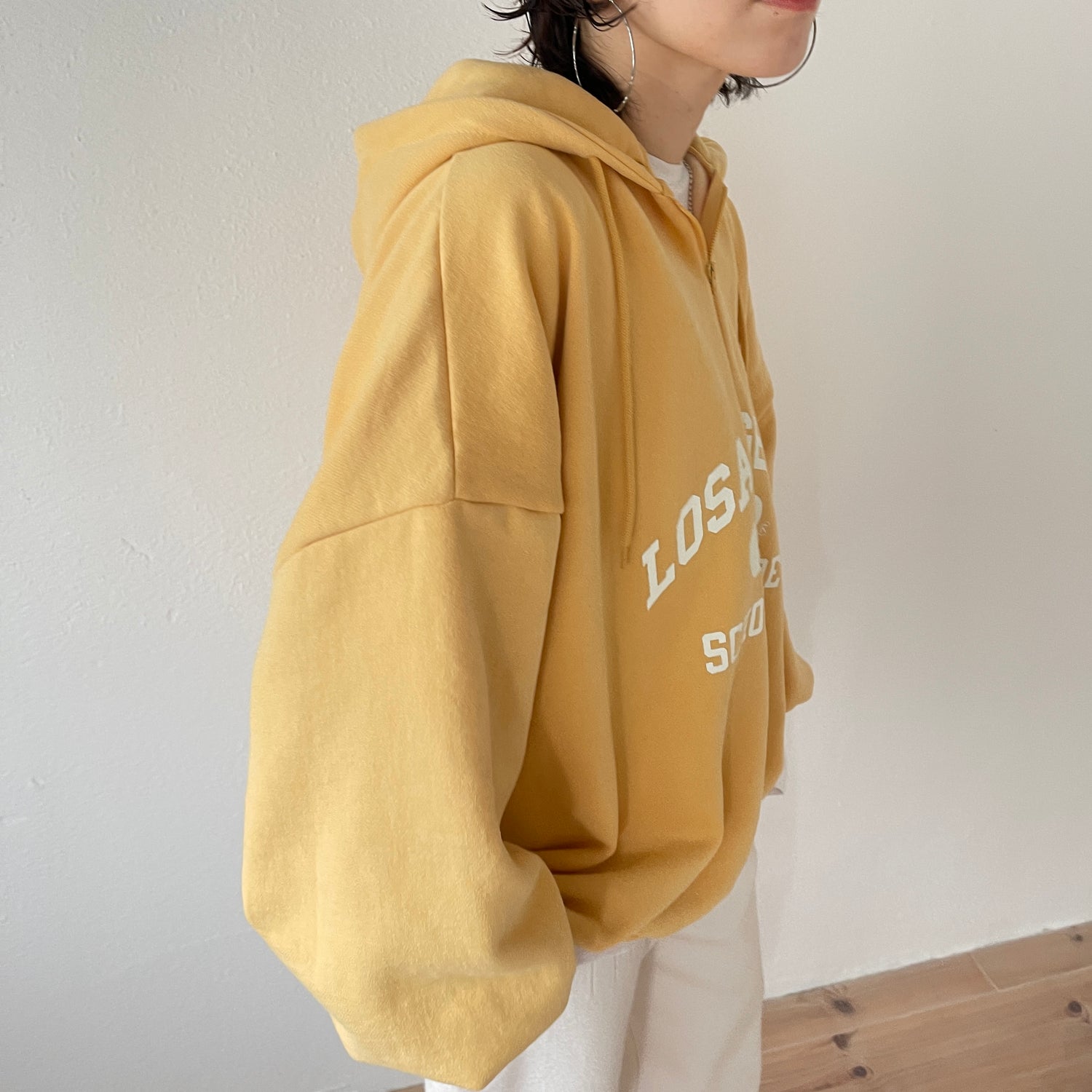 half zip loose hoodie / yellow