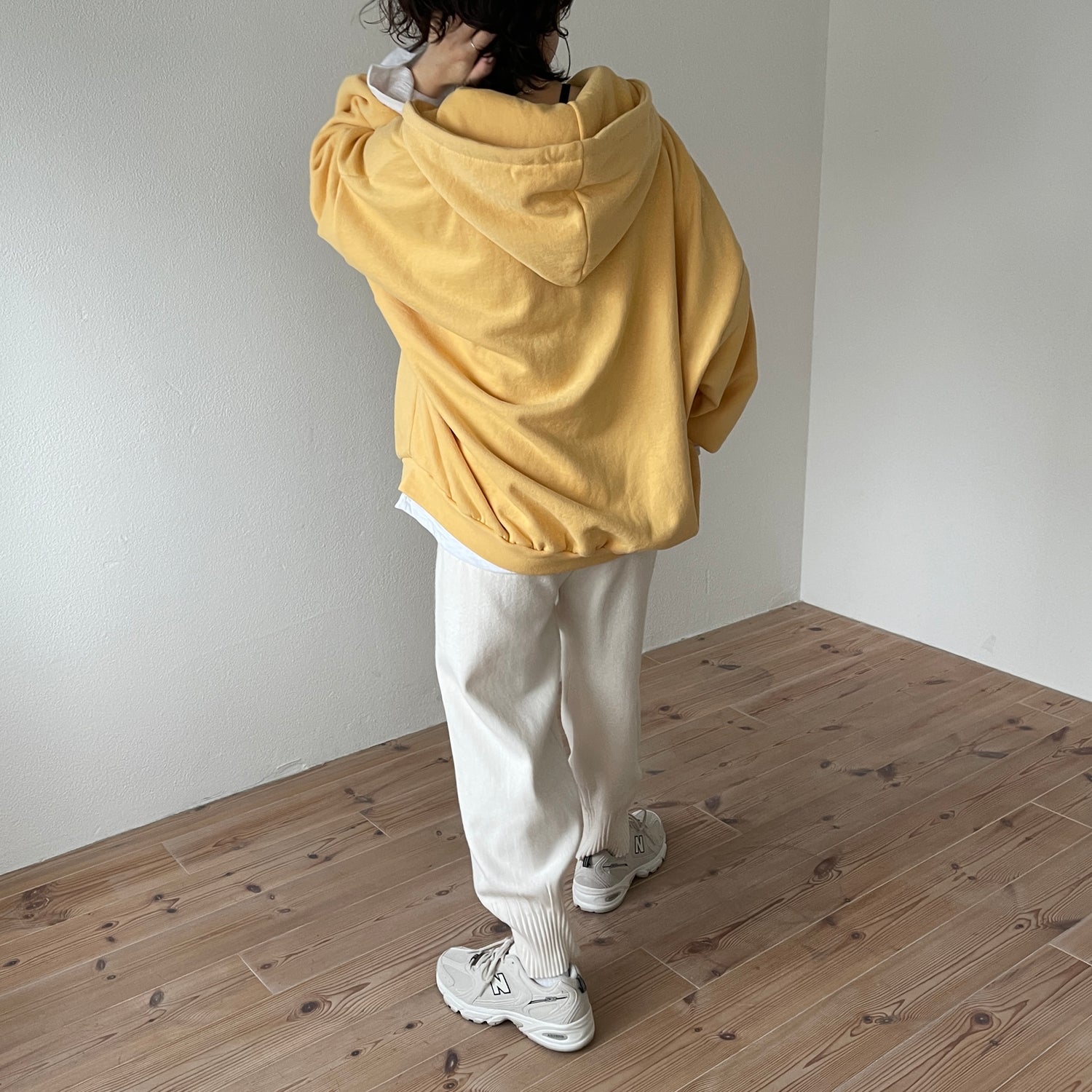 half zip loose hoodie / yellow