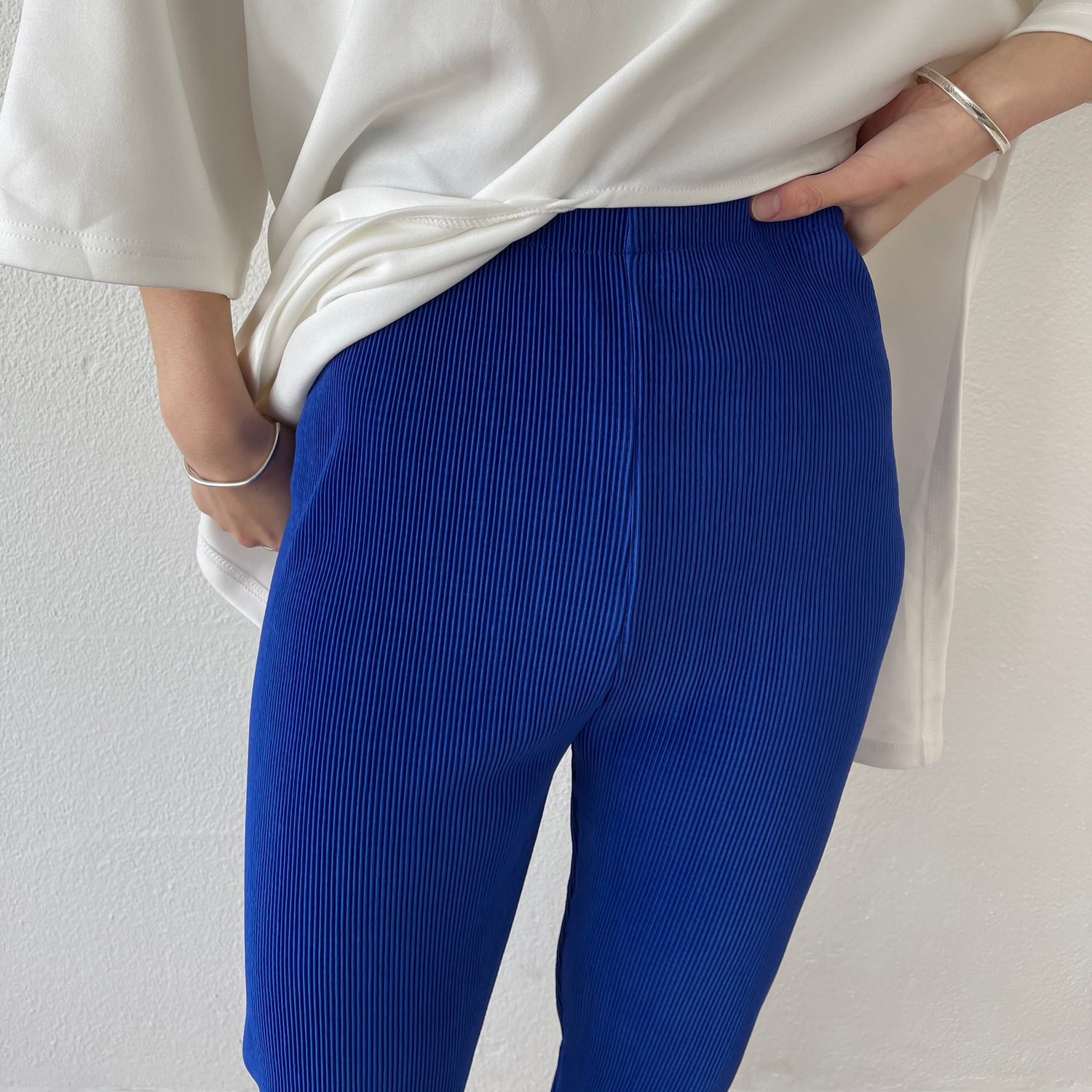 daily daily super stretch pleats pants / blue