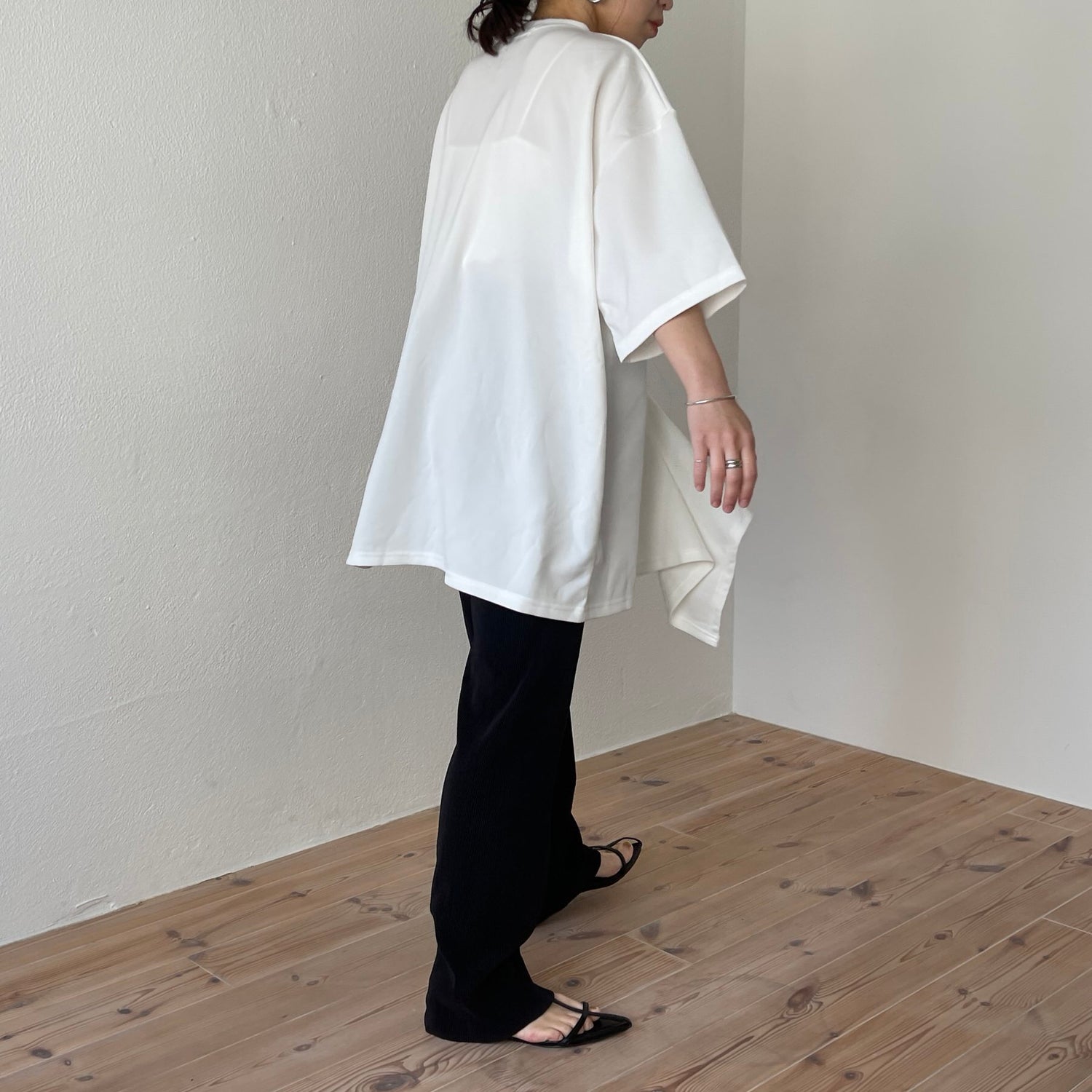 daily daily super stretch pleats pants / black