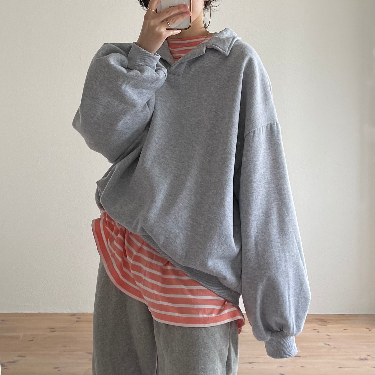 over size volume sleeve sweat / gray