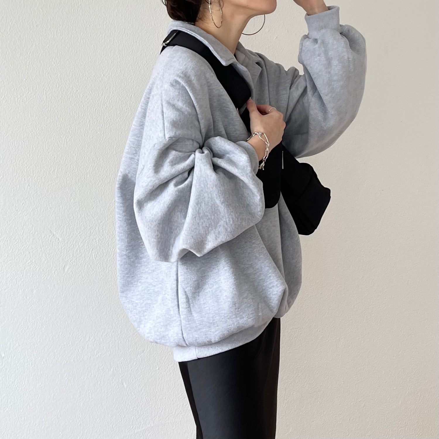 over size volume sleeve sweat / gray
