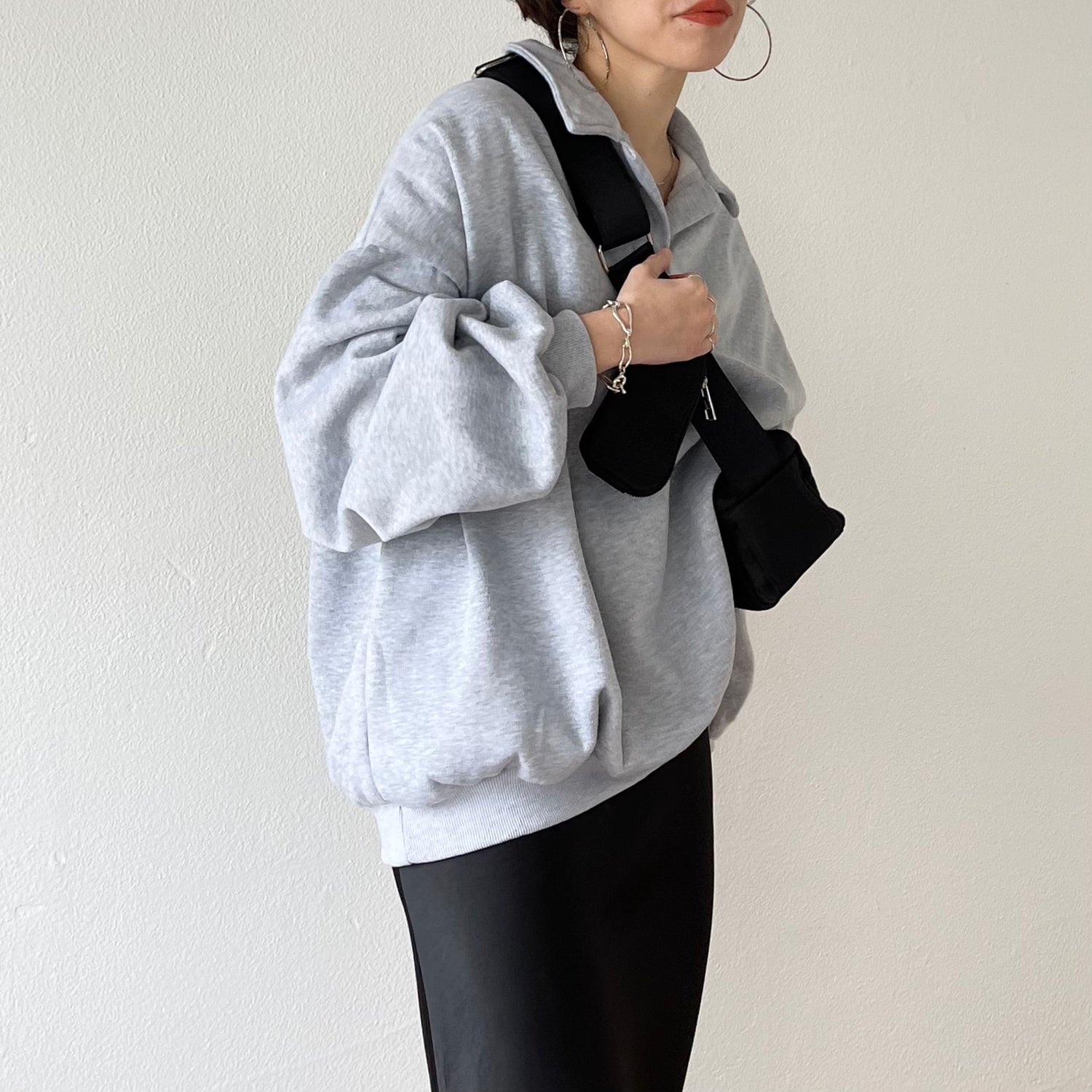 over size volume sleeve sweat / gray