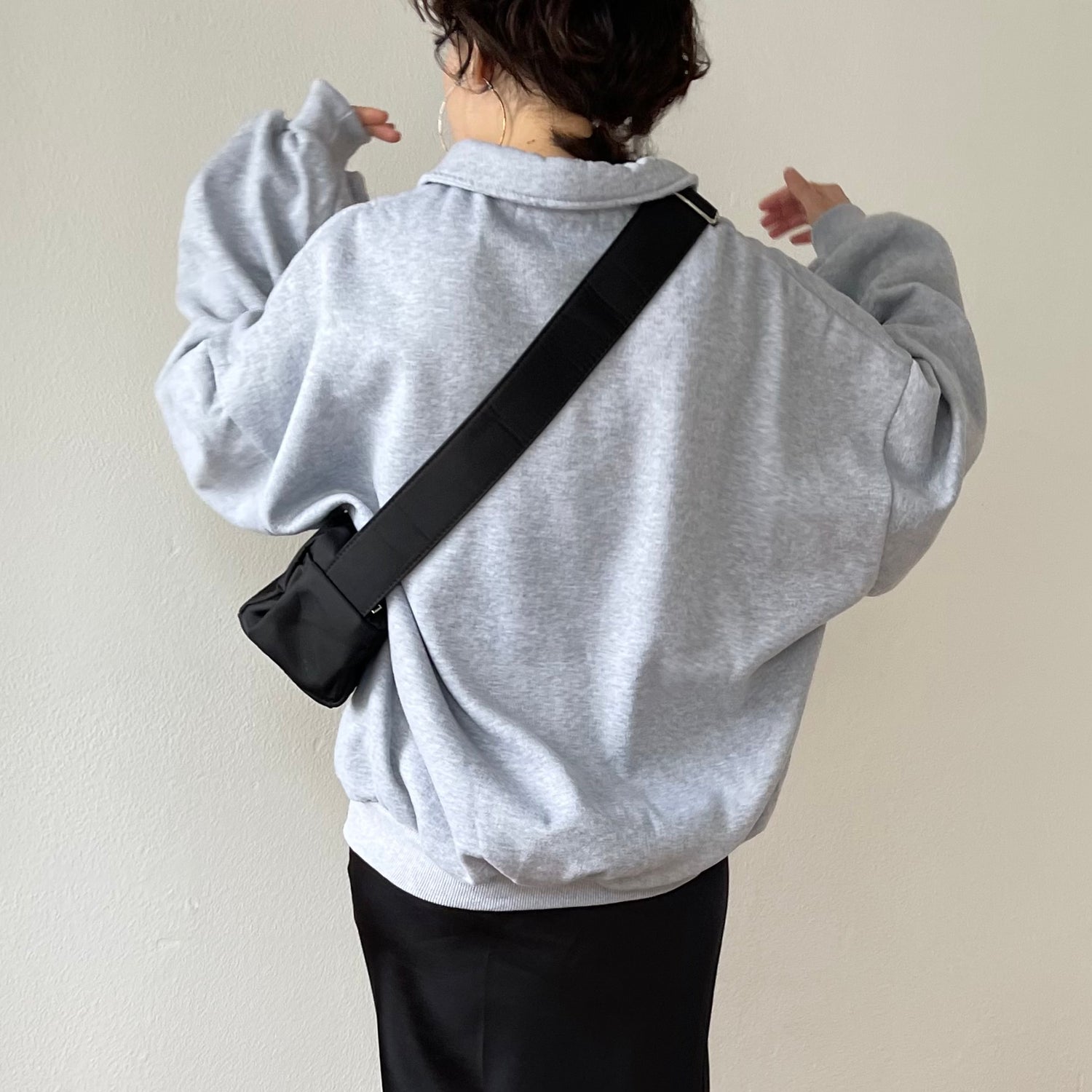 over size volume sleeve sweat / gray