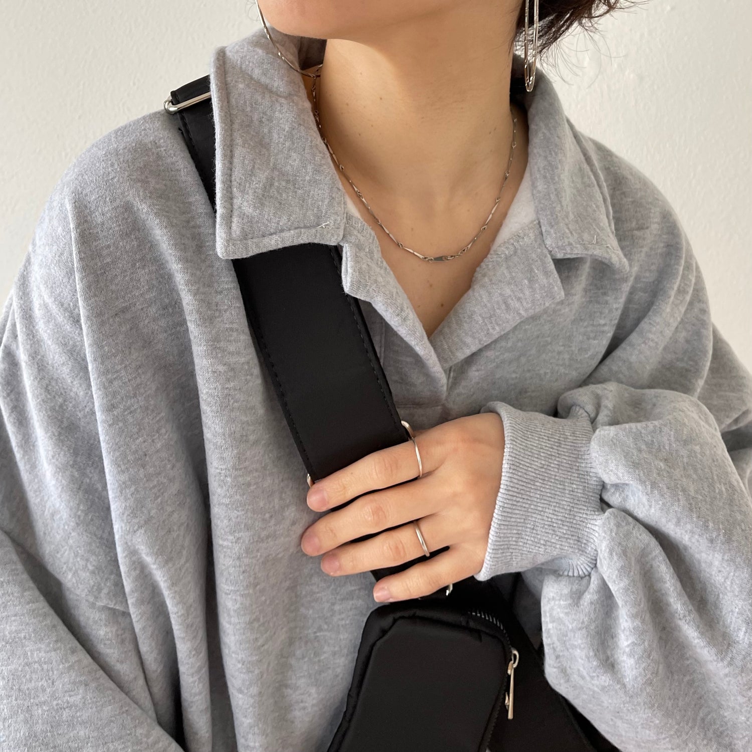 over size volume sleeve sweat / gray