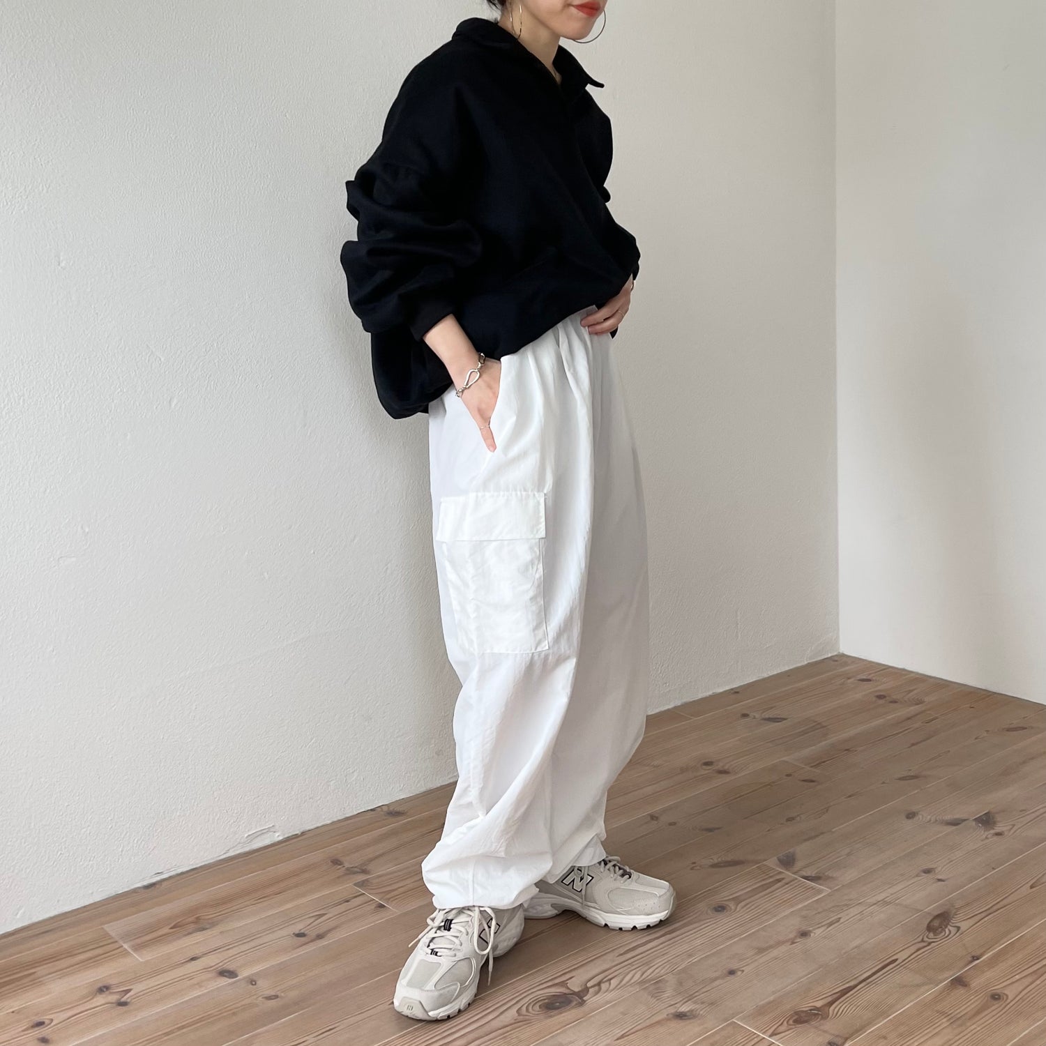 over size volume sleeve sweat / black