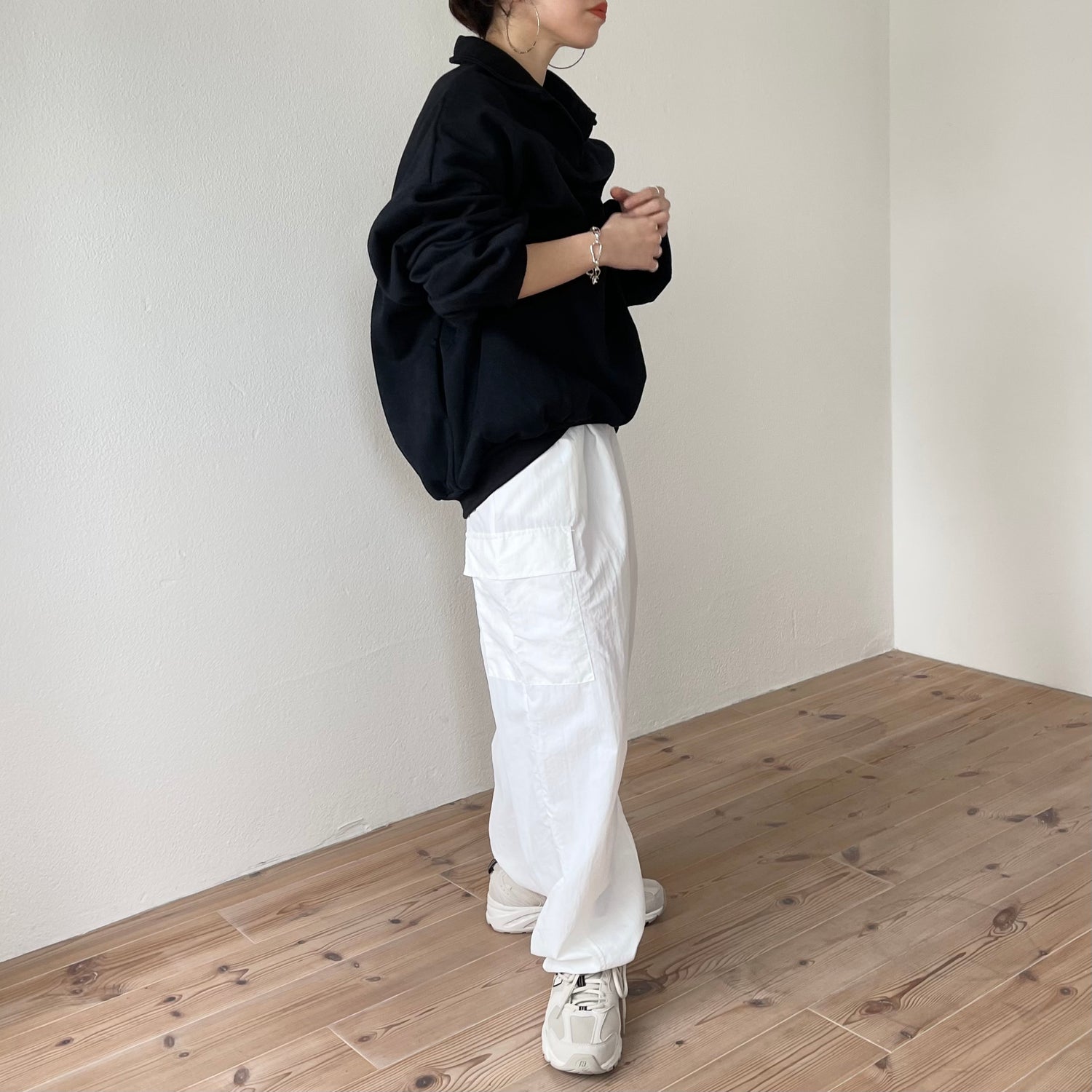 over size volume sleeve sweat / black