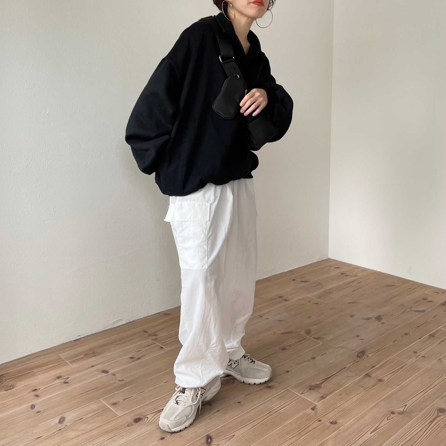 over size volume sleeve sweat / black