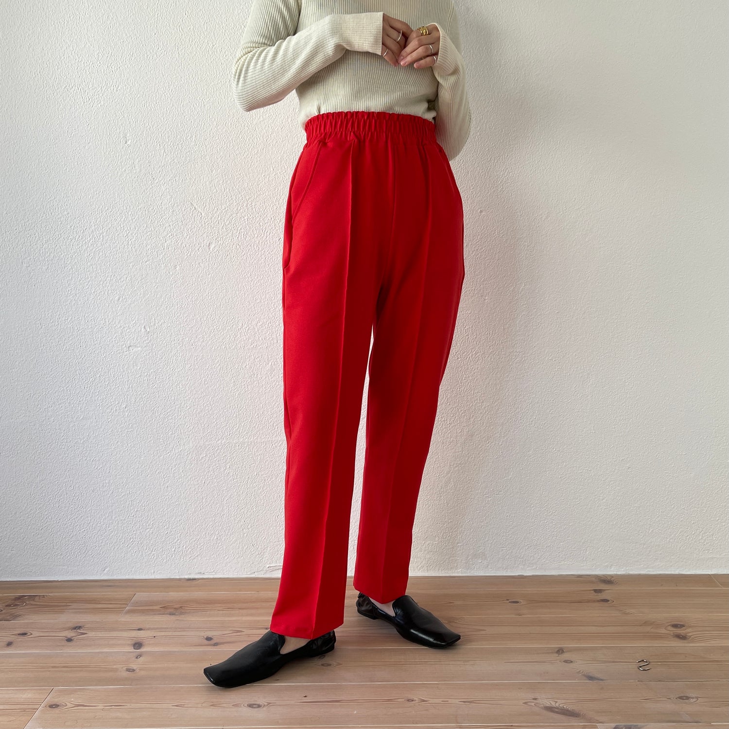 center line relax sweat pants / red
