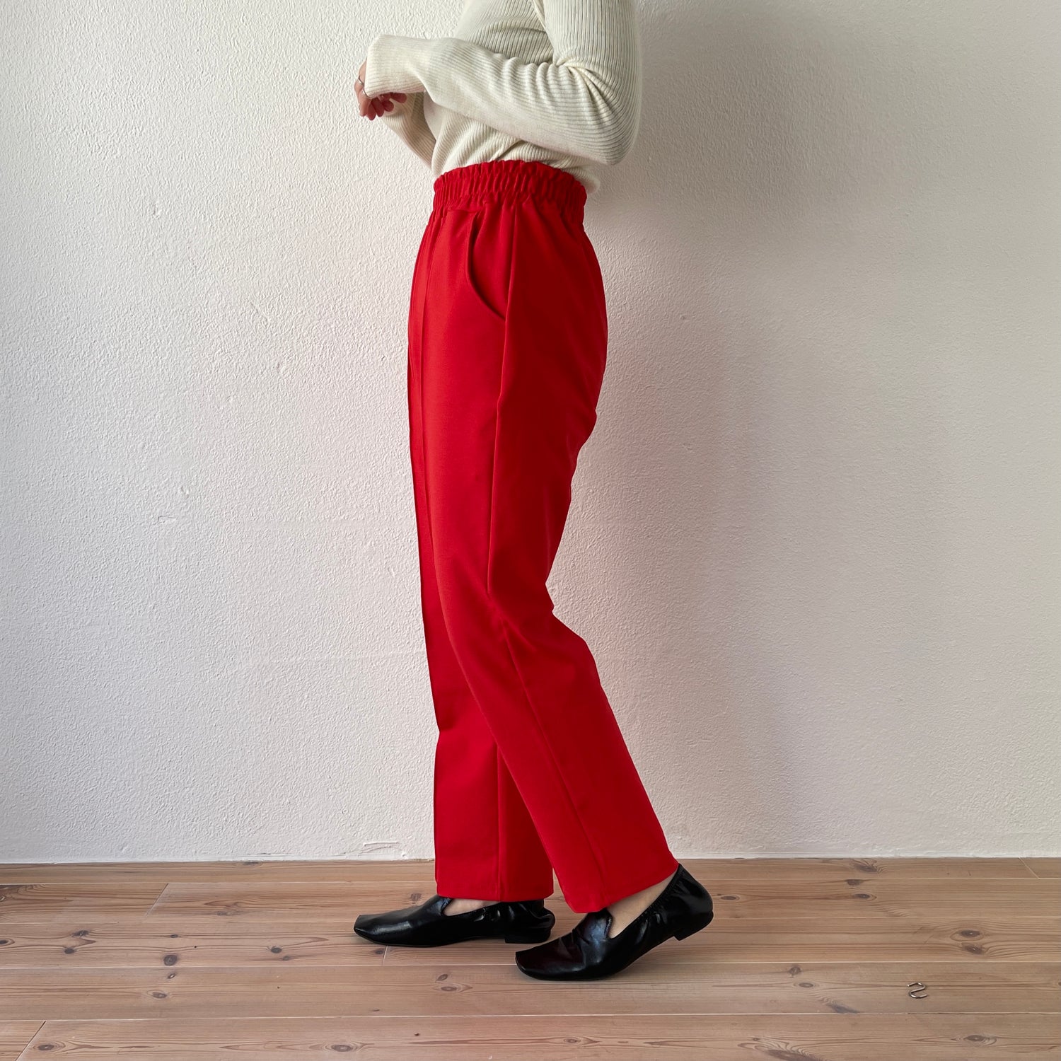 center line relax sweat pants / red