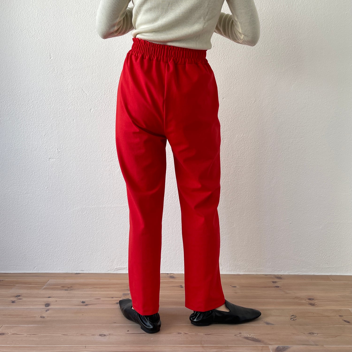 center line relax sweat pants / red