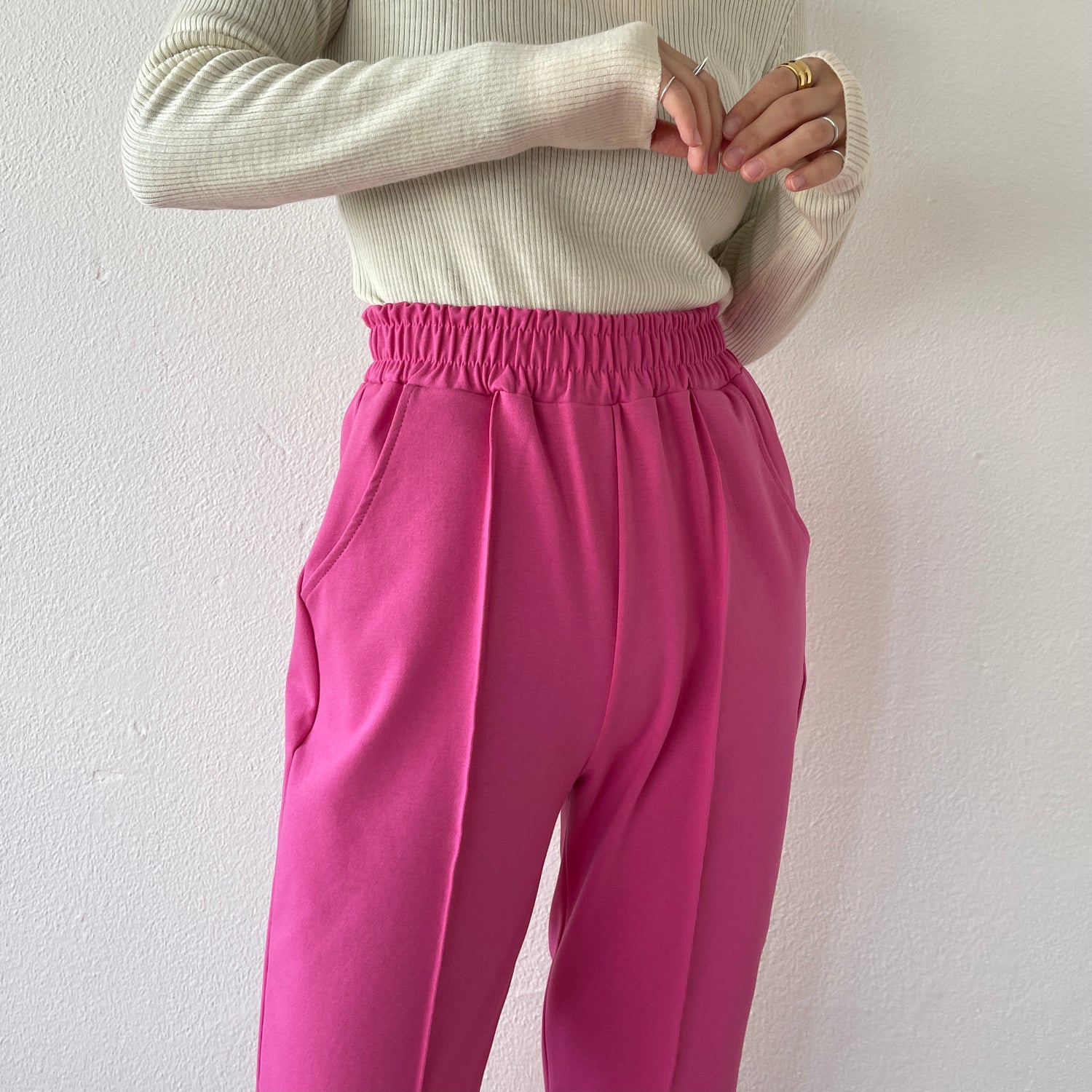 center line relax sweat pants / pink
