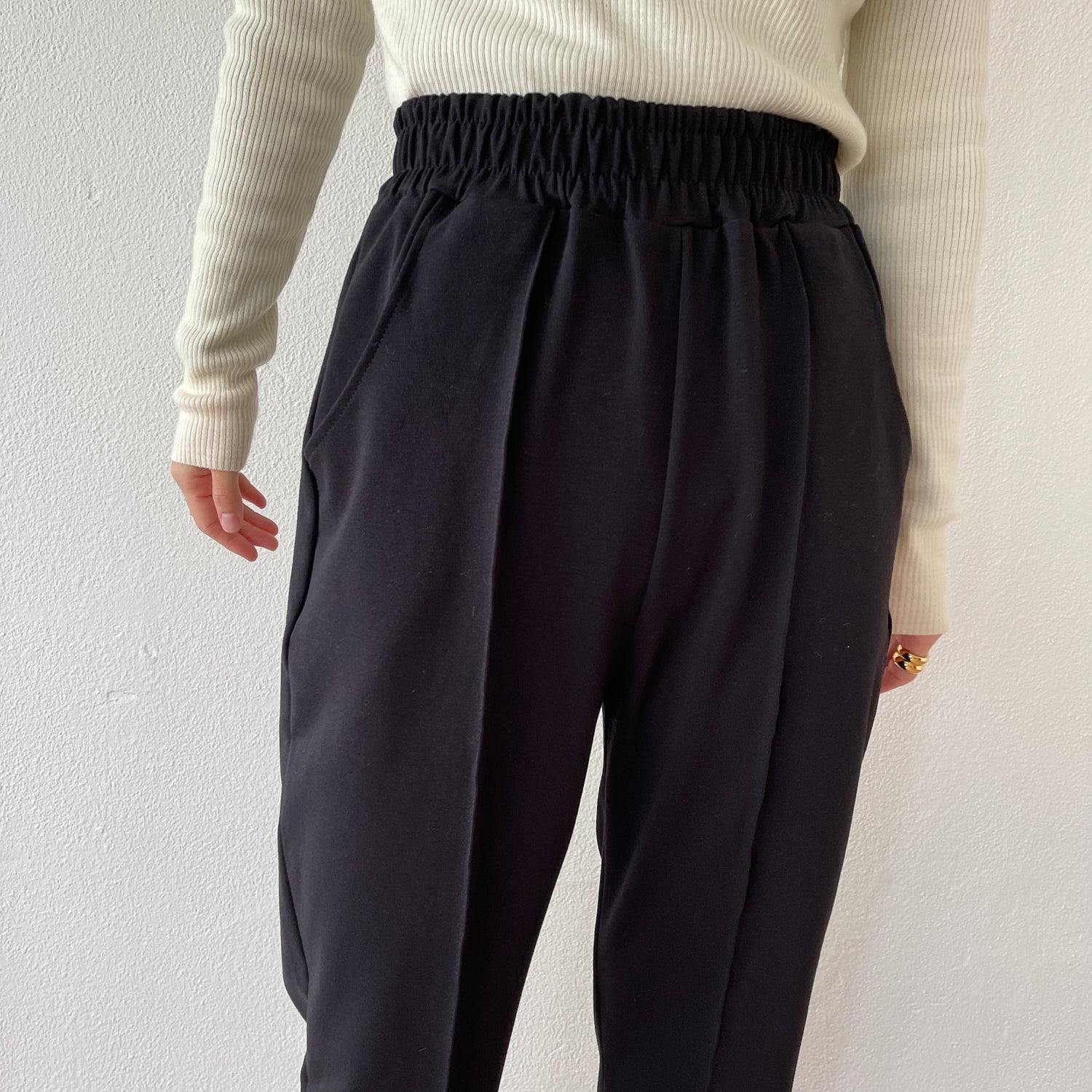 center line relax sweat pants / black