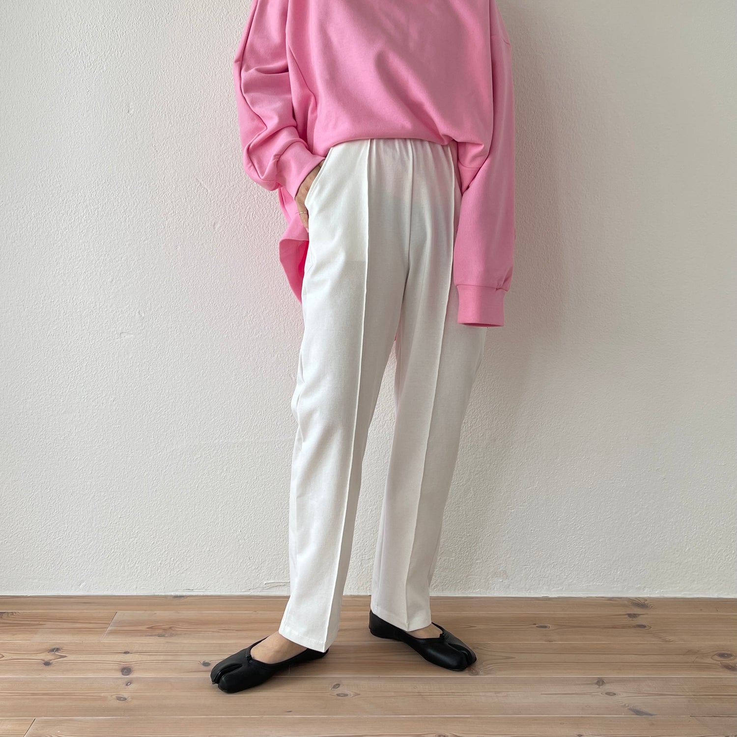 center line relax sweat pants / ivory