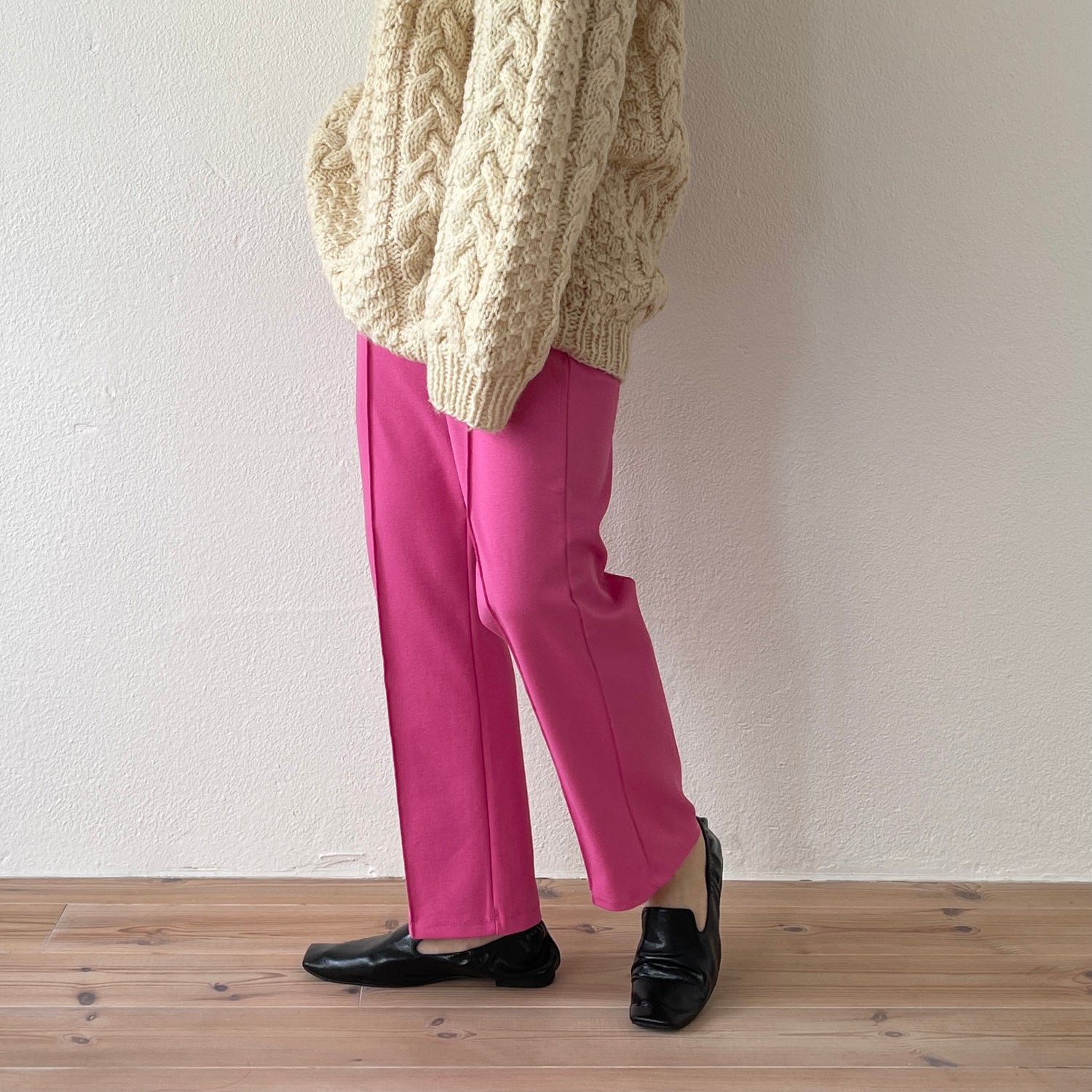 center line relax sweat pants / pink