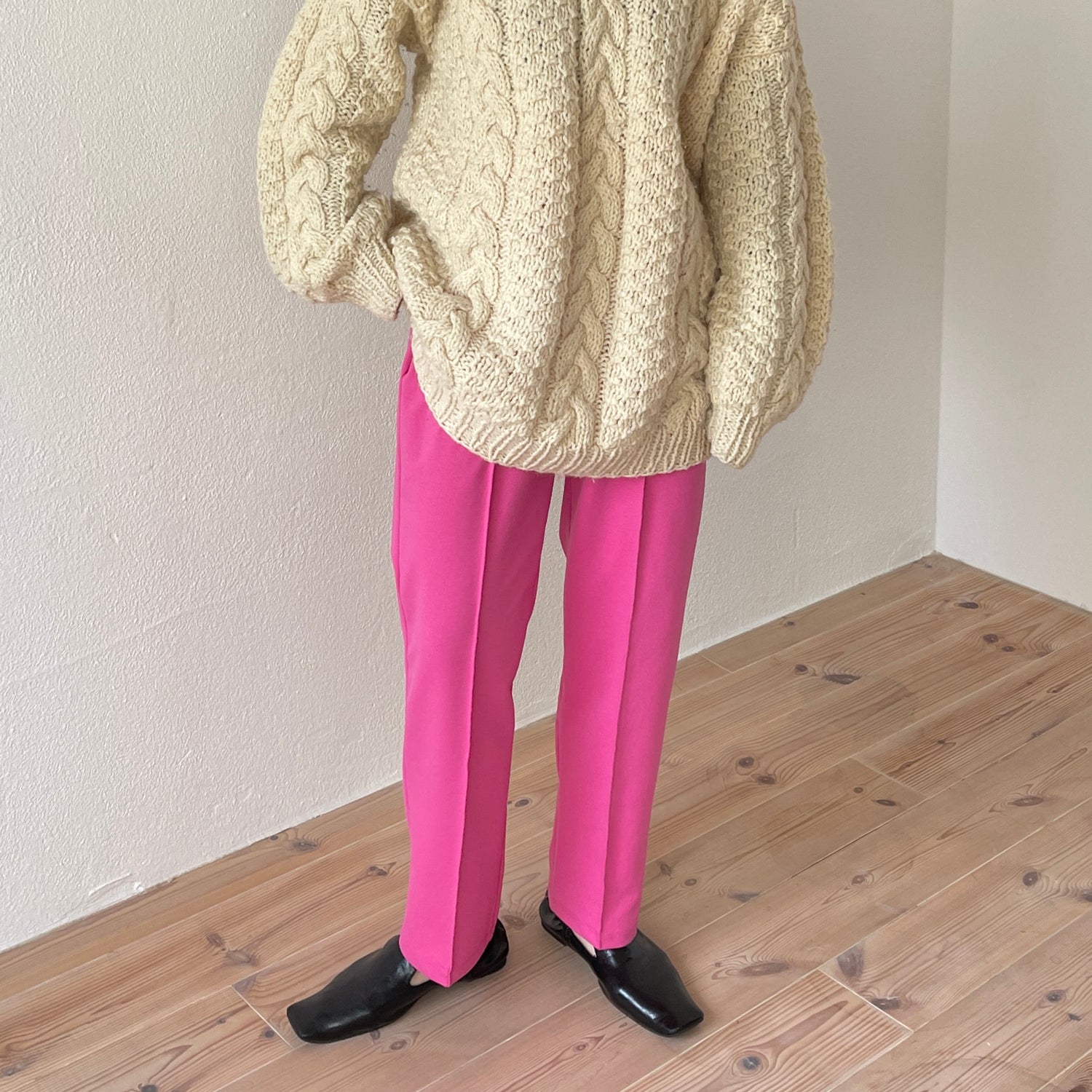 center line relax sweat pants / pink