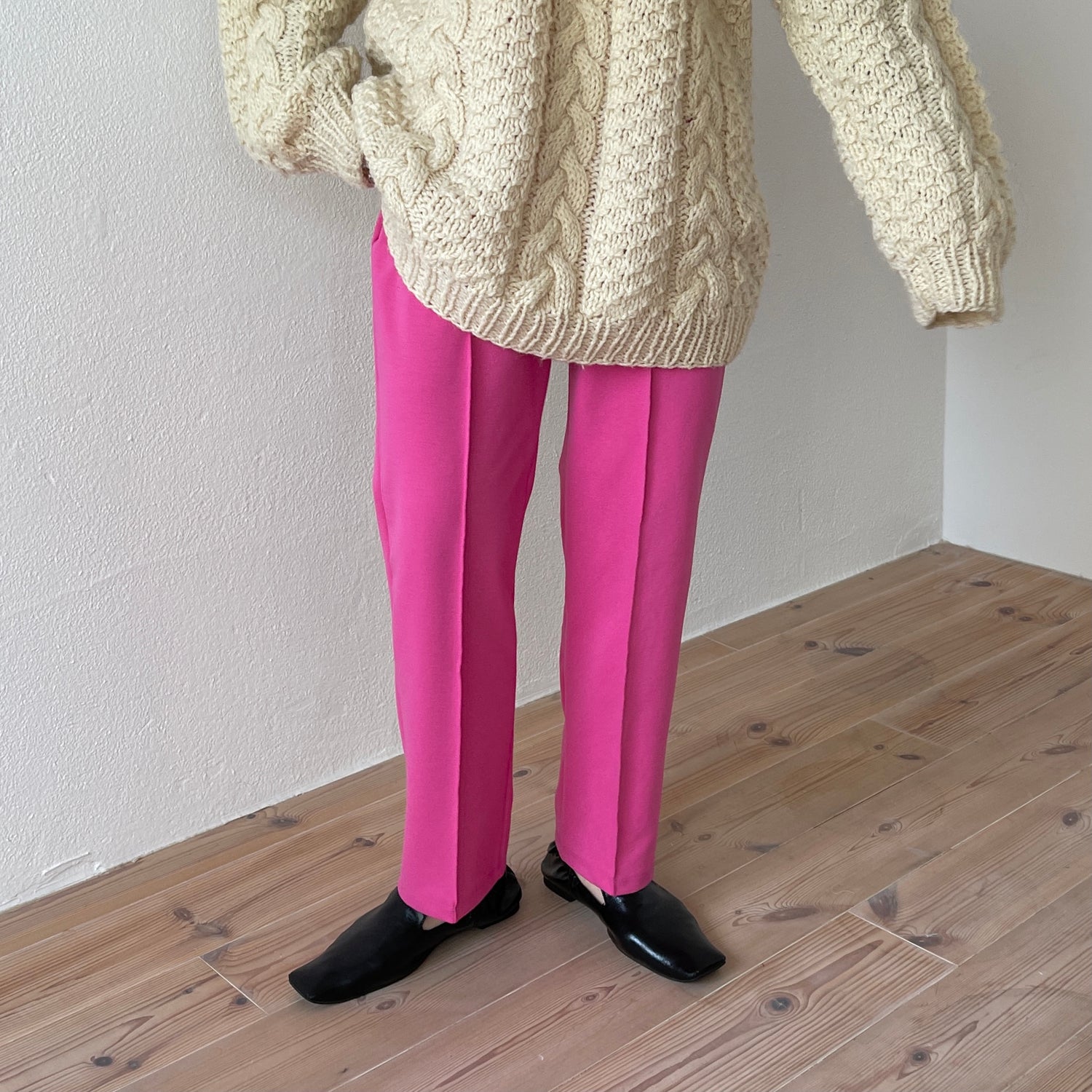 center line relax sweat pants / pink