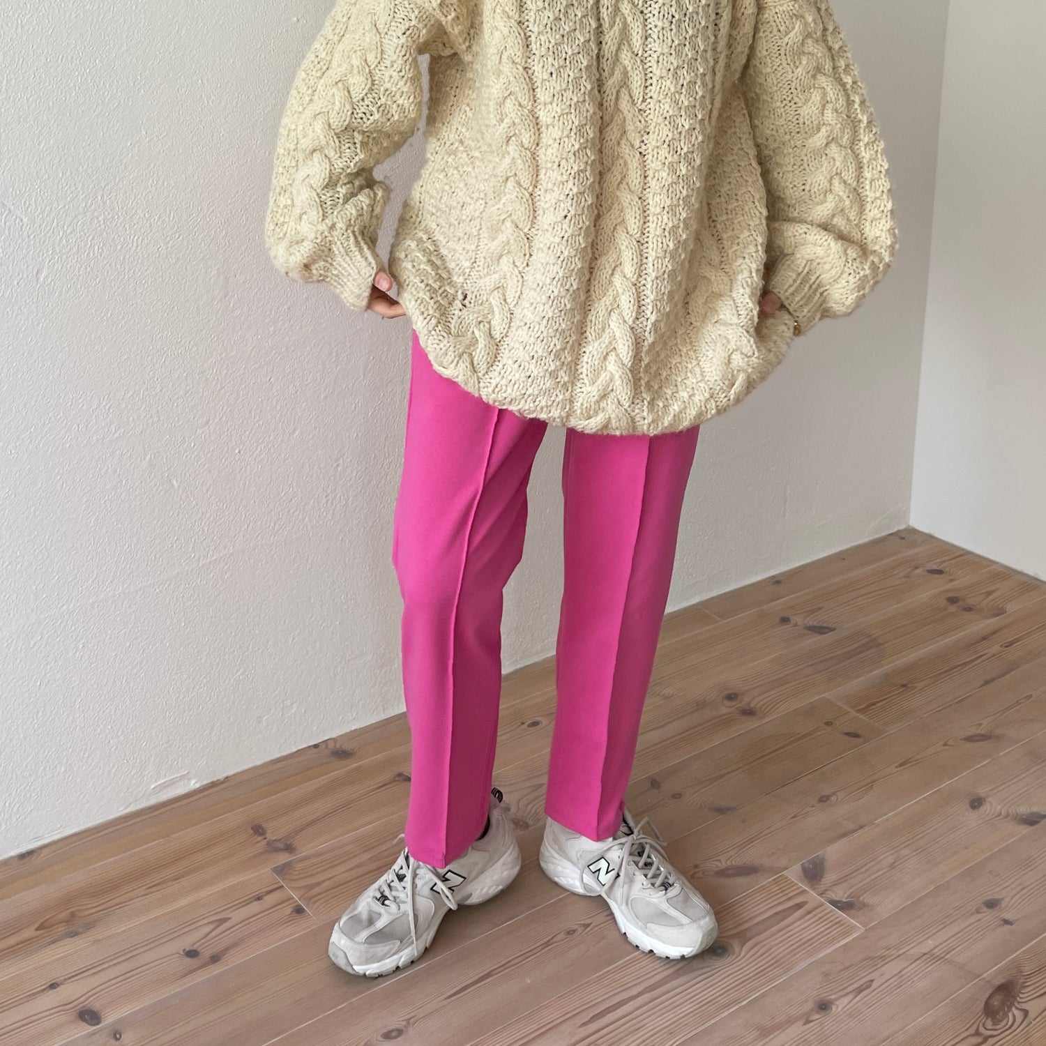 center line relax sweat pants / pink