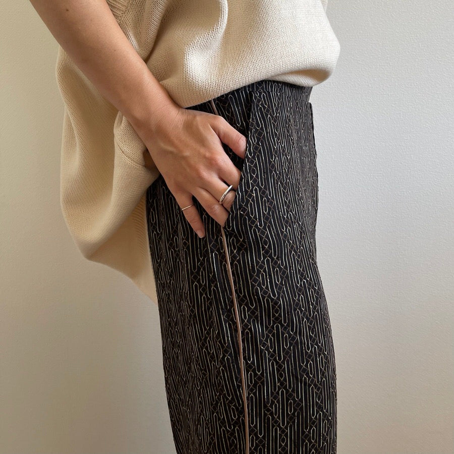 side piping sheer pants / black