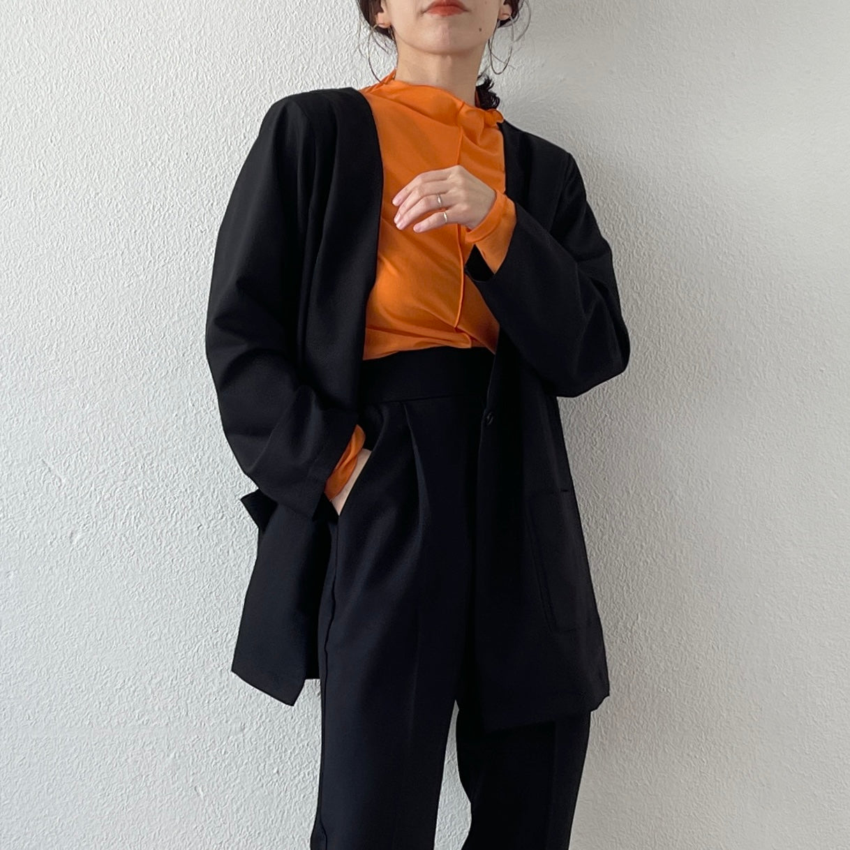 perfect silhouette no collar jacket / black