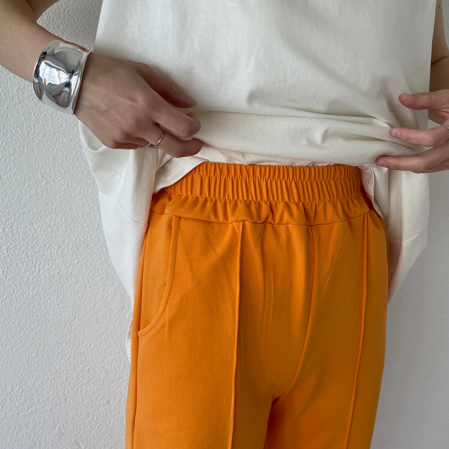 center line relax sweat pants / orange