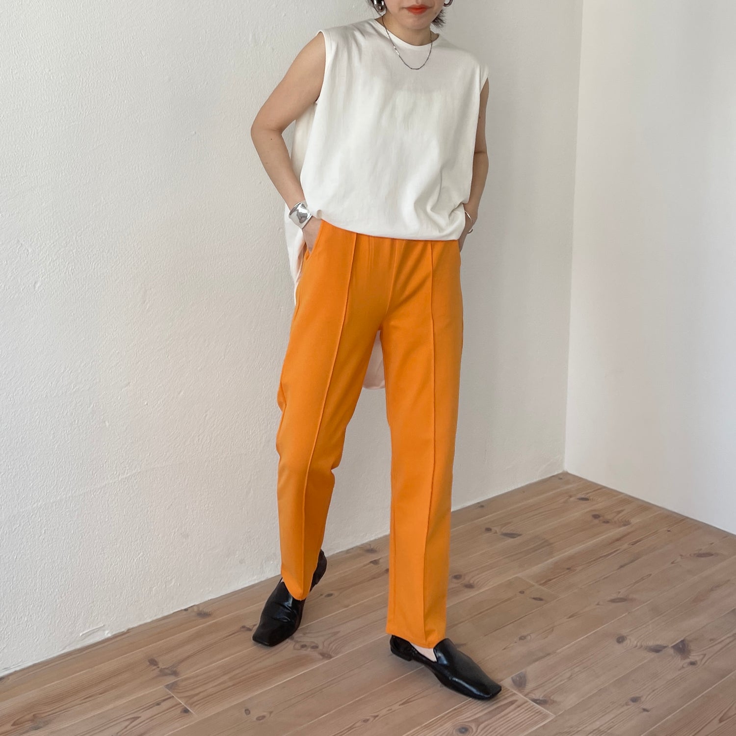 center line relax sweat pants / orange