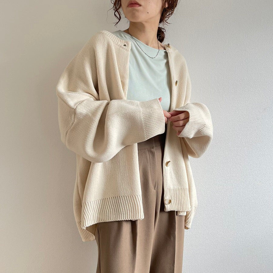 over size knit cardigan / ivory