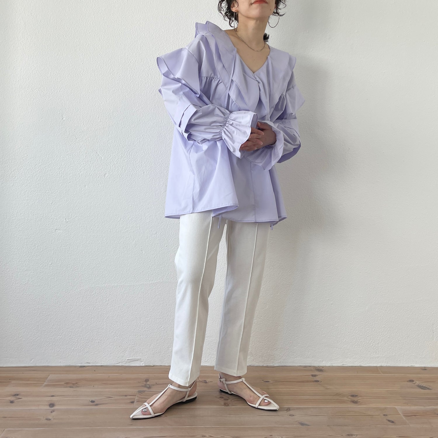 big collar frill blouse / lavender