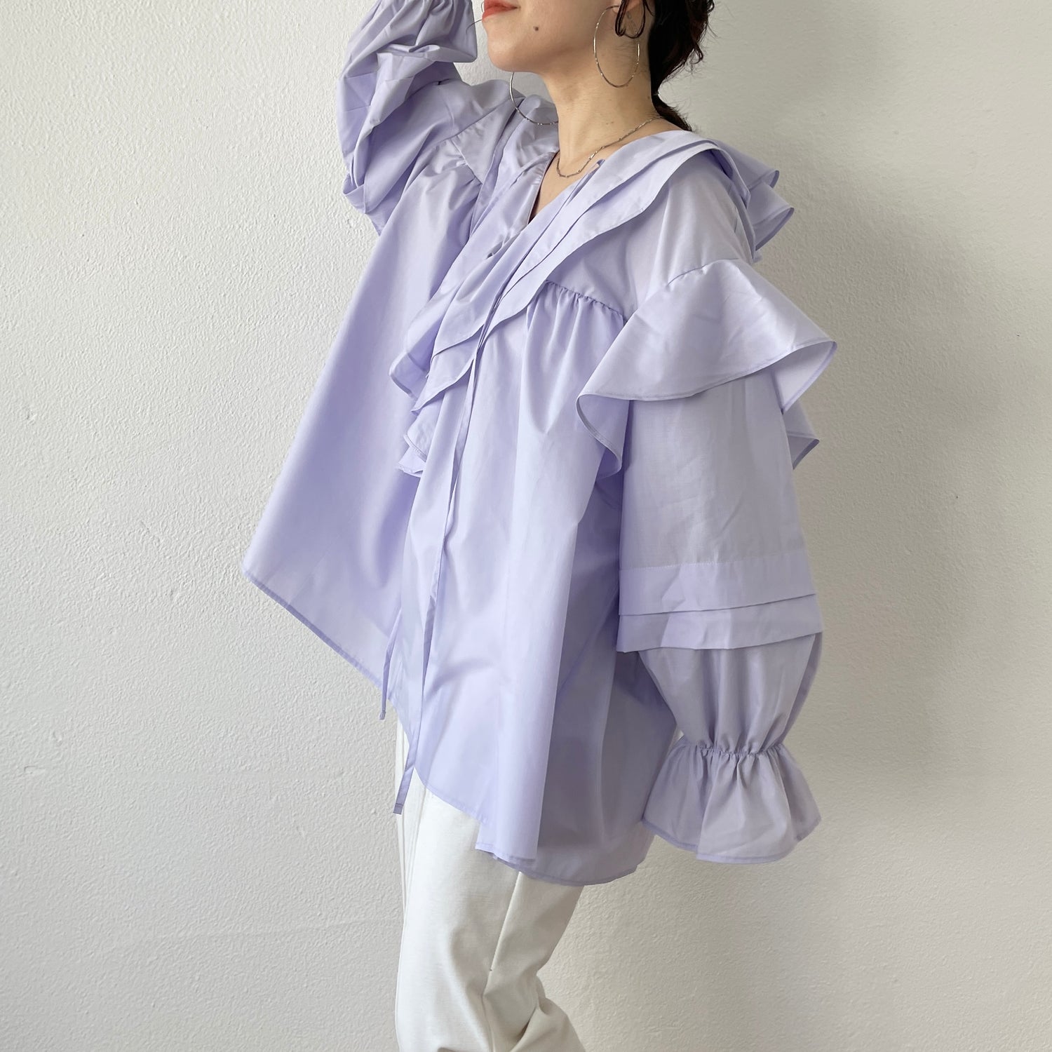big collar frill blouse / lavender