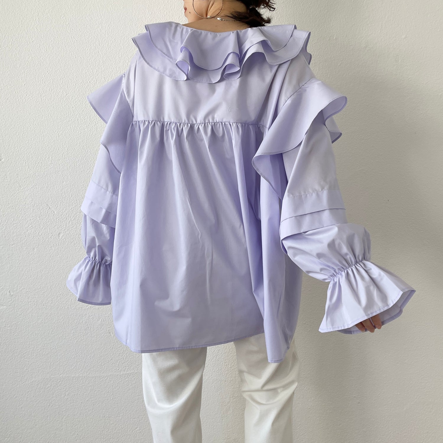 big collar frill blouse / lavender