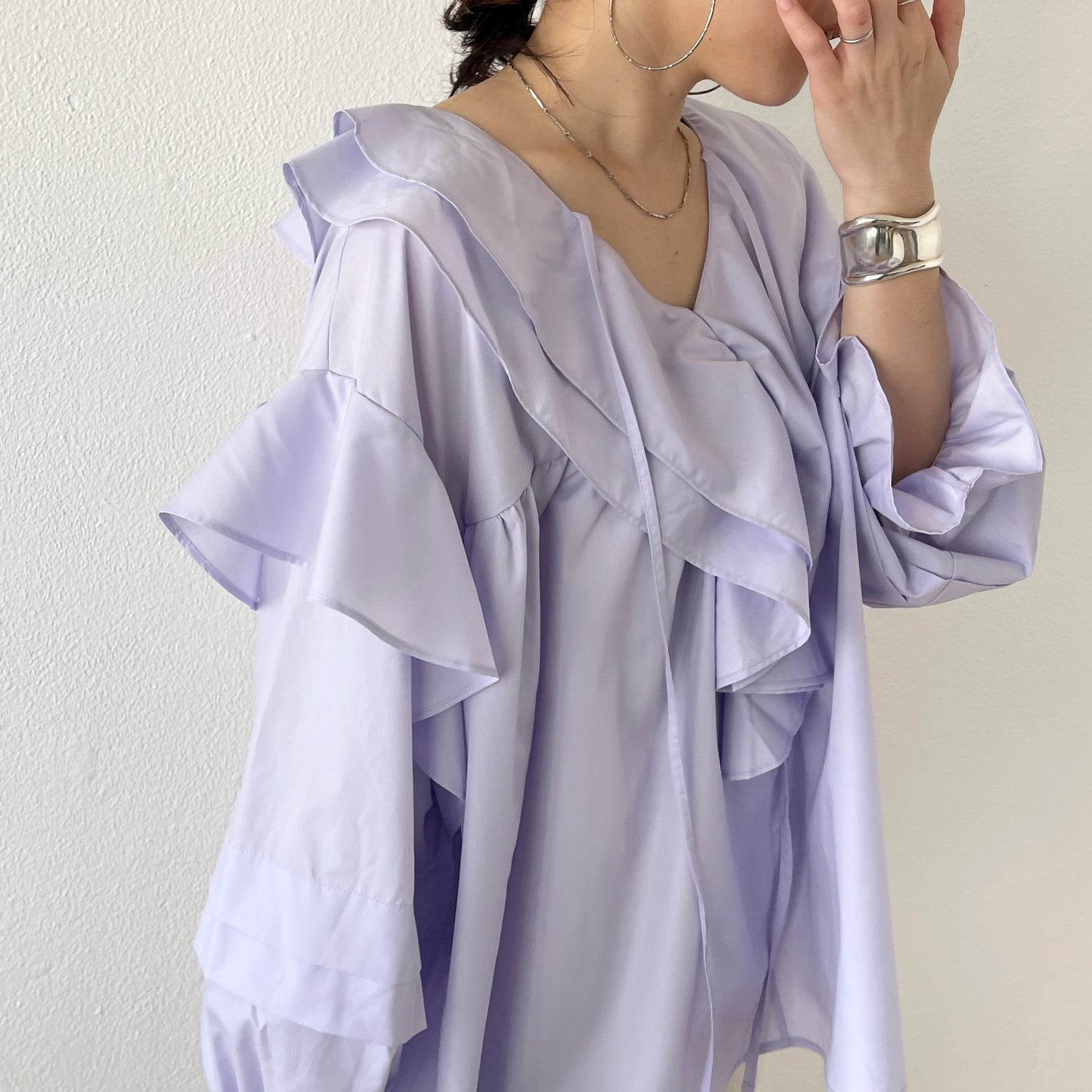 big collar frill blouse / lavender