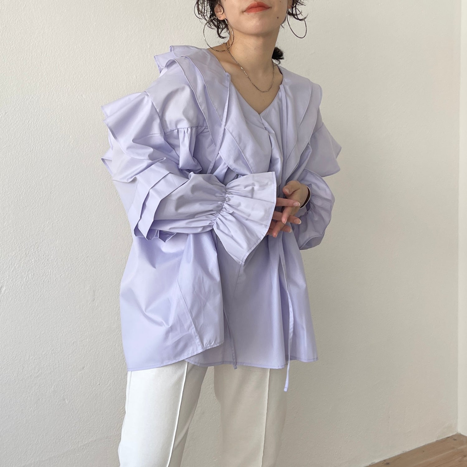 big collar frill blouse / lavender