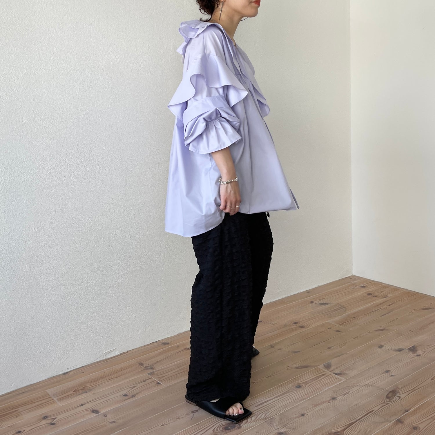 big collar frill blouse / lavender