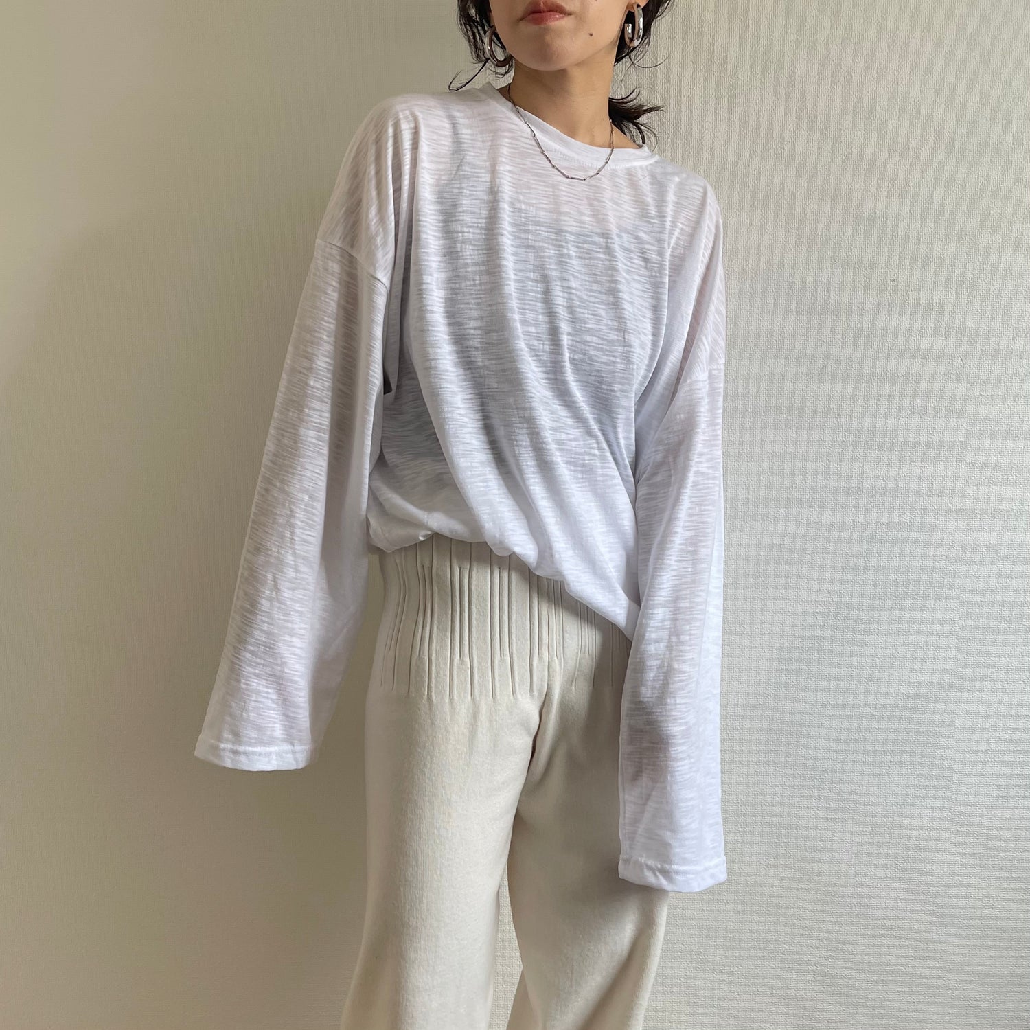 loose fit slab tee / white