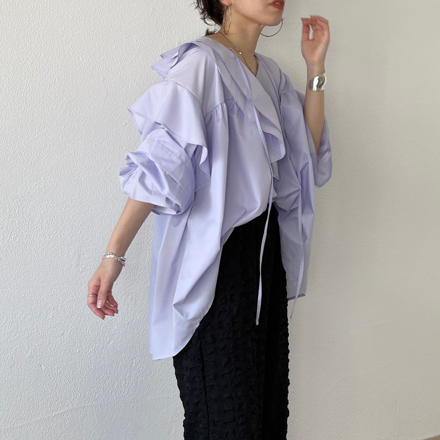 big collar frill blouse / lavender