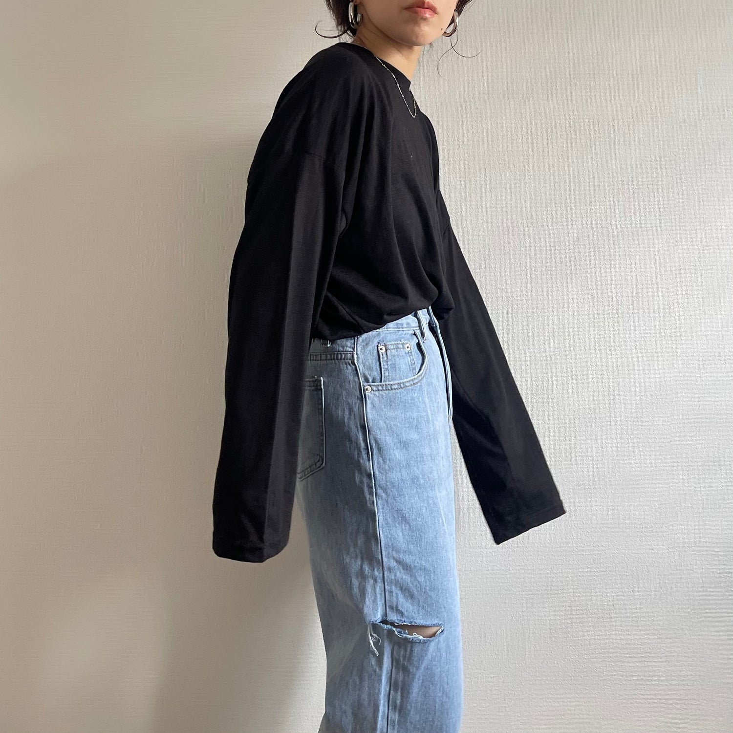 loose fit slab tee / black