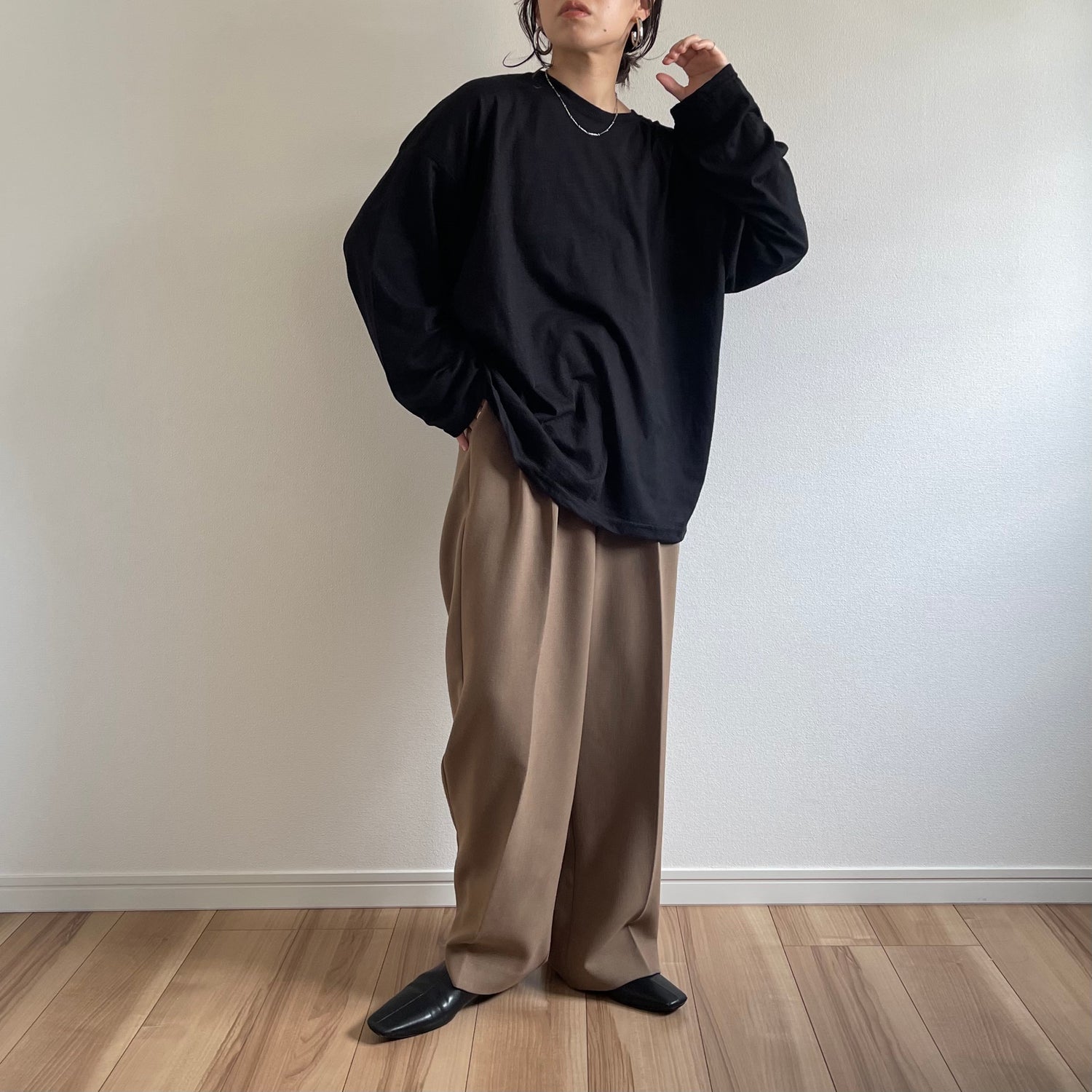 loose fit slab tee / black