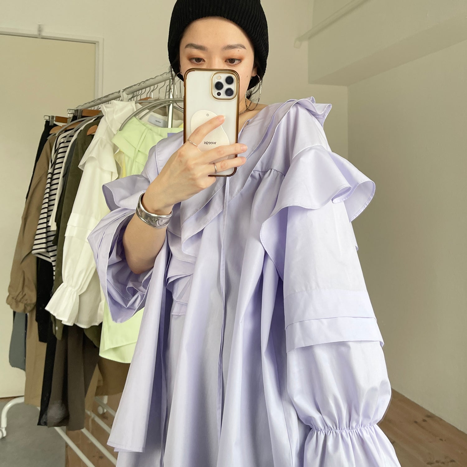 big collar frill blouse / lavender
