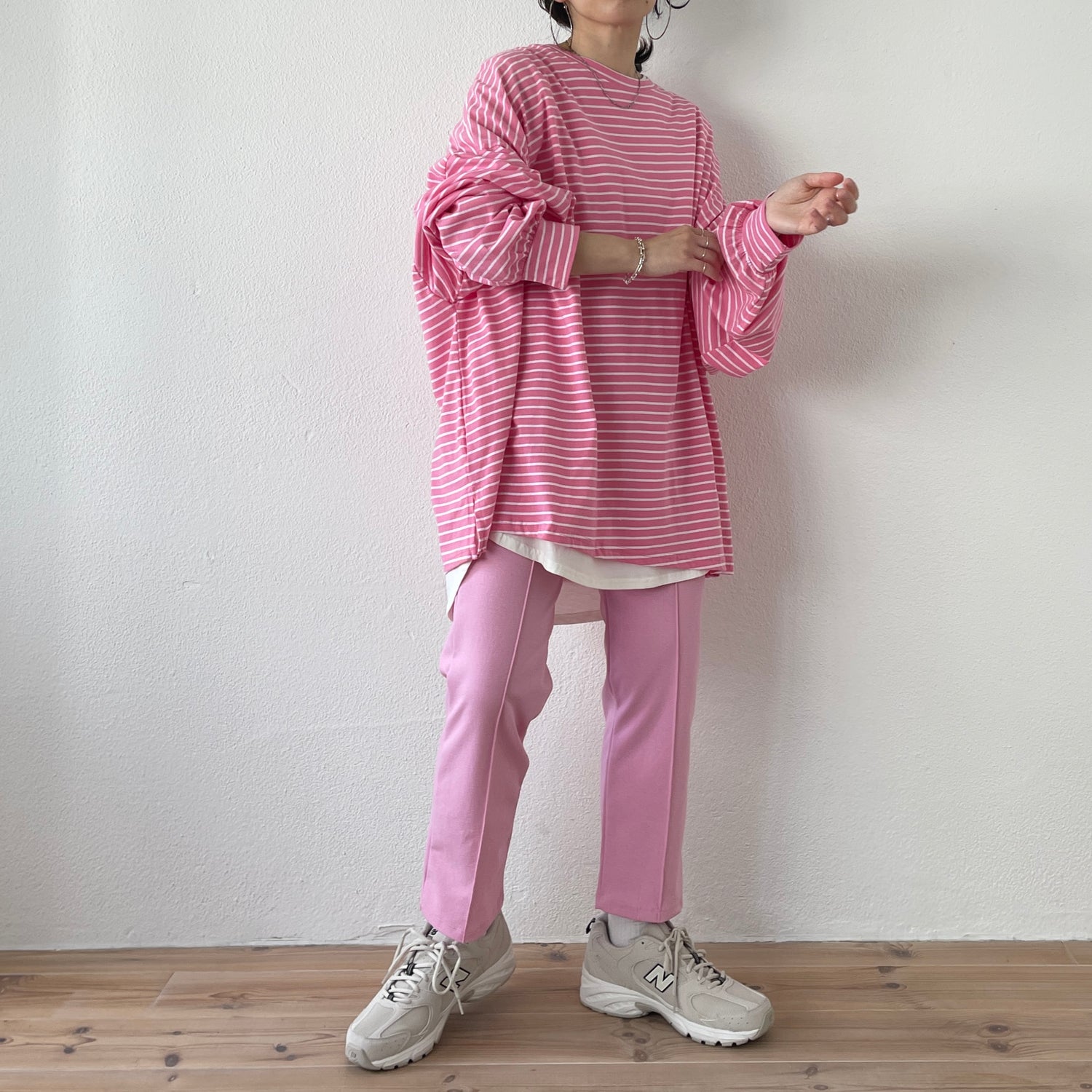 center line relax sweat pants / baby pink