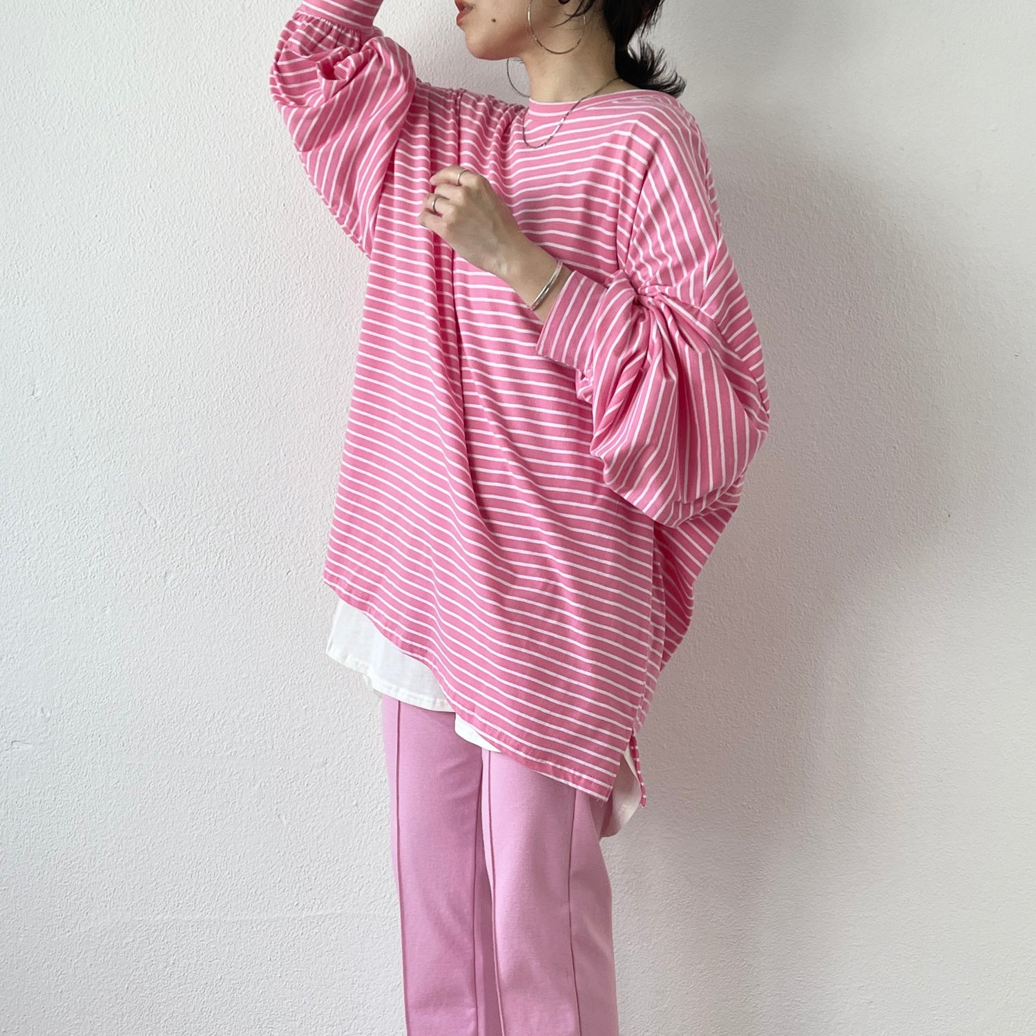 center line relax sweat pants / baby pink