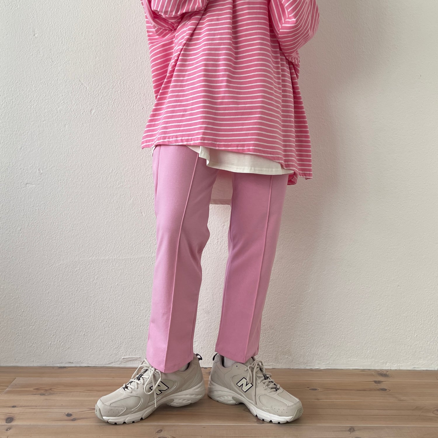 center line relax sweat pants / baby pink