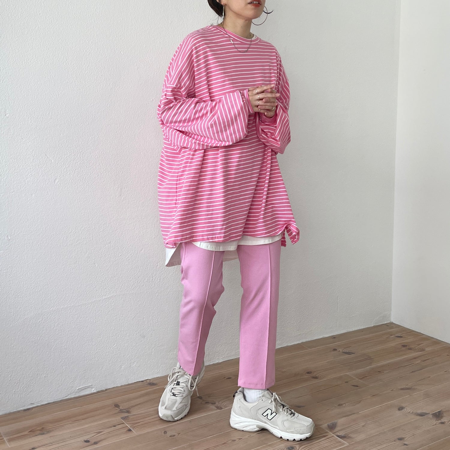center line relax sweat pants / baby pink