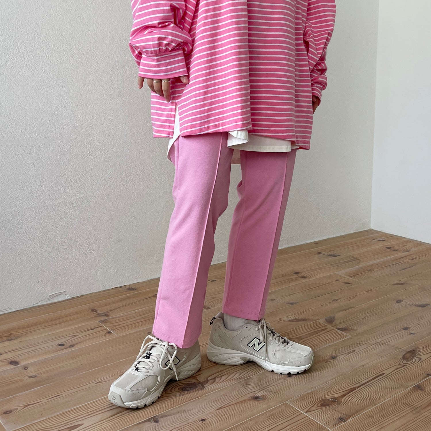 center line relax sweat pants / baby pink