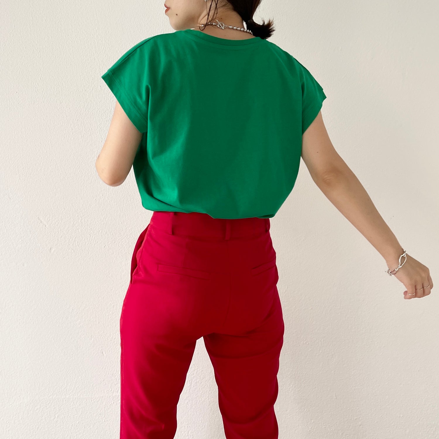 daily french sleeve tee / green