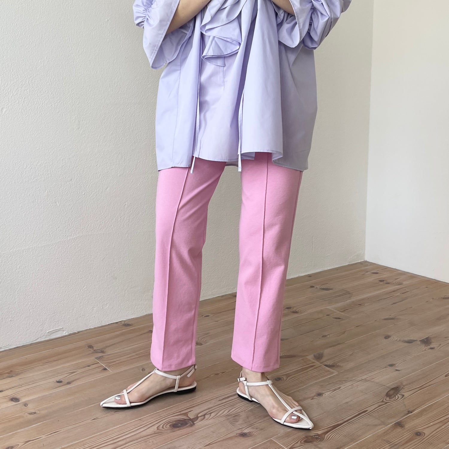 center line relax sweat pants / baby pink