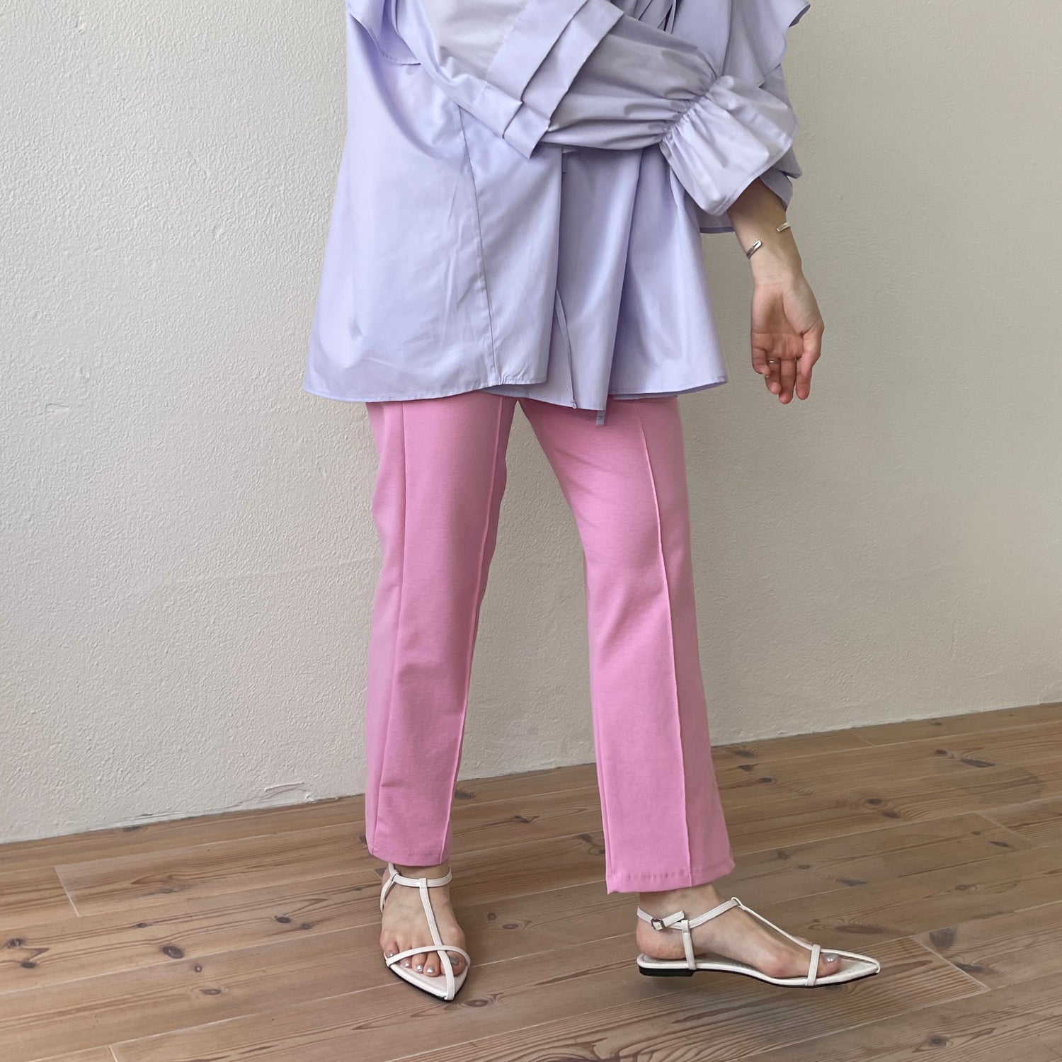 center line relax sweat pants / baby pink