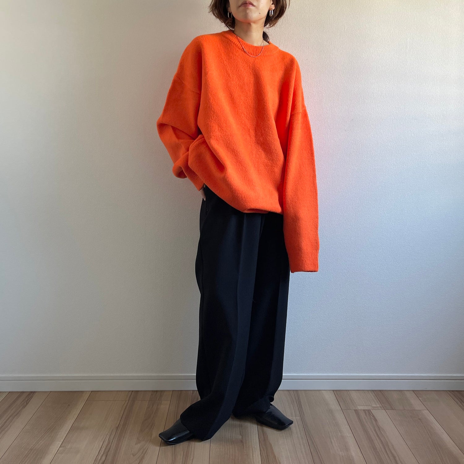 over size loose knit / orange
